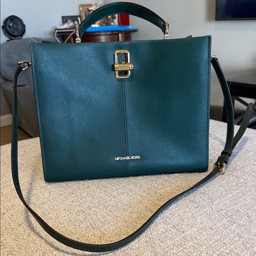 Michael Kors Dark Green Satchel Bag